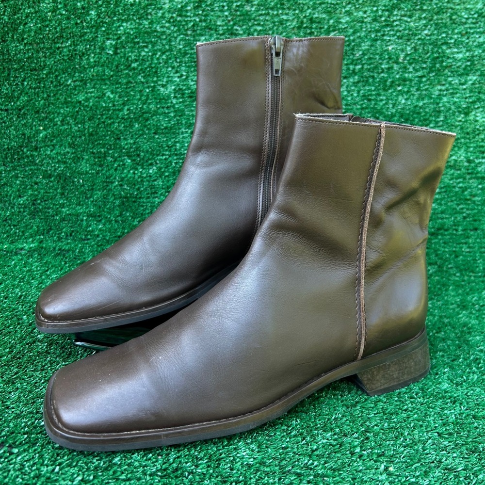 Banana Republic Brown Leather Square Toe Ankle Boots Made in Italy Mens Size 8
